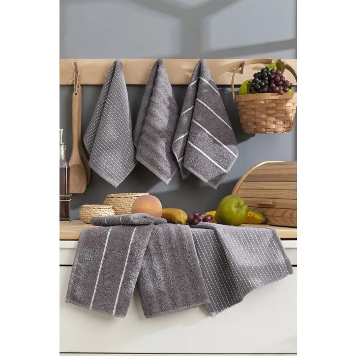 Ensemble de 6 serviettes de toilette 30 x 50 cm - Gris anthracite Ensemble de 6 serviettes de toilette 30 x 50 cm - Gris anthracite