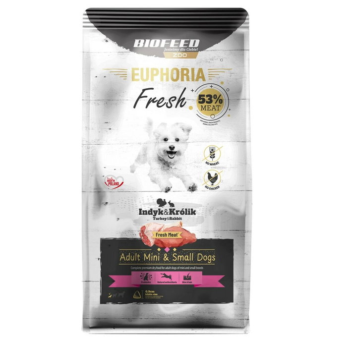 Nourriture Biofeed Euphoria Fresh Adult Mini & Small Turkey with rabbit Dinde 8 kg Adulte Nourriture Biofeed Euphoria Fresh Adult Mini & Small Turkey with rabbit Dinde 8 kg Adulte