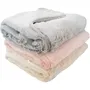 Domiva Couverture Doublée Bébé Plaid 75 x 100 cm Ultra Douce et Chaude Lait Fraise