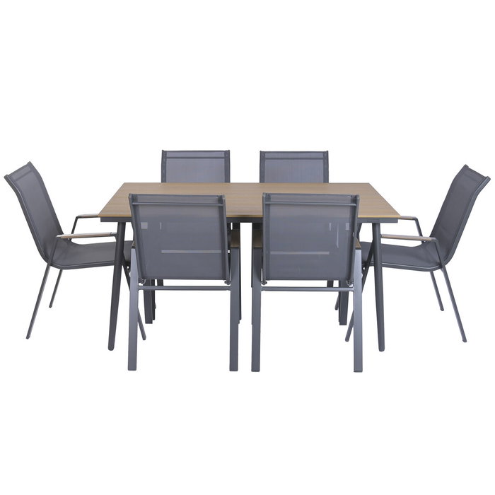 Home ESPRIT Ensemble Table + 6 Chaises Marron Gris foncé