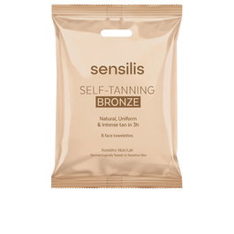 Sensilis Lingettes Autobronzantes Visage #Bronze - Teint Doré, Finition Naturelle - Lot de 6 Lingettes