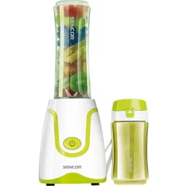 Sencor SBL 2211GR - Blender à smoothie 500 W avec 2 bouteilles en Tritan sans BPA, 4 lames inox et couvercle verseur, pour boissons saines, soupes, 0.6 L et 0.3 L