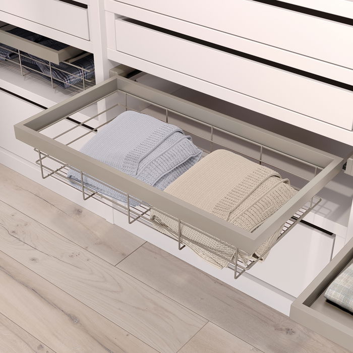 Emuca Kit de panier et cadre coulissant avec fermeture souple pour armoire, réglable, module 600mm, Gris pierre