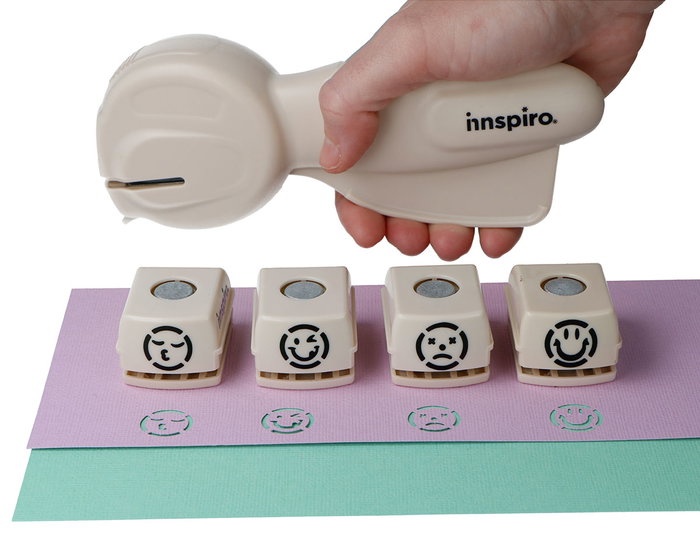 Innspiro Set de perforatrice Cassette Punch avec 4 cartouches émoticônes 16mm Innspiro Set de perforatrice Cassette Punch avec 4 cartouches émoticônes 16mm