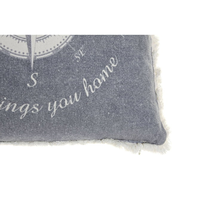 Coussin DKD Home Decor Bleu Blanc Frange méditerranéen Marin 45 x 10 x 45 cm (2 Unités)