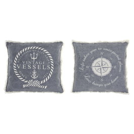 Coussin DKD Home Decor Bleu Blanc Frange méditerranéen Marin 45 x 10 x 45 cm (2 Unités)