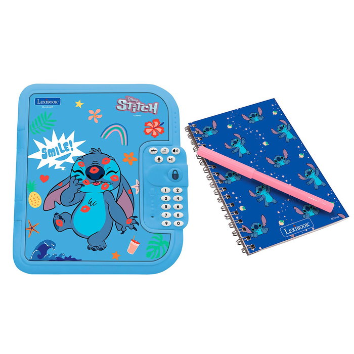 Lexibook Diario Electrónico Interactivo Disney Stitch Sd50D - Journal Électronique Interactif avec Stylo et Mot de Passe, pour Enfants Dès 6 Ans