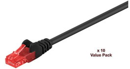 MicroConnect Lot de 10 Câbles Réseau CAT6 U/UTP 2m Noir