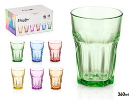 VIVALTO Verre en Verre 360ml Assortiment 6 Couleurs