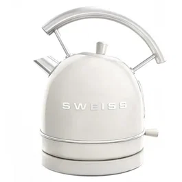 Sweiss KTL8 Bouilloire Électrique 2200W 1,8L Socle 360° - Style Vintage - Acier Inoxydable - Arrêt Automatique - Beige