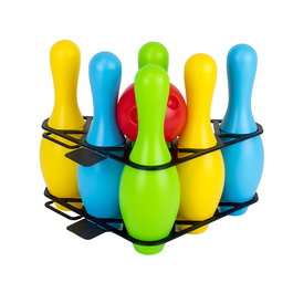 Tachan Jeu de Bowling - Set de 10 Quilles et 1 Boule - Plastique Résistant - Jeu Extérieur et Intérieur