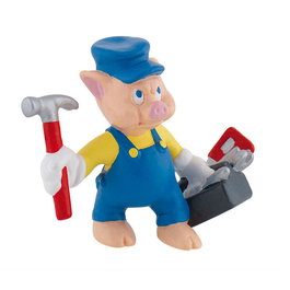 BULLYLAND - Figurine de Porcelet avec Outils 'Les Trois Petits Cochons' - Taille : 7,2x3,7x6 cm