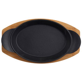 Dangrill Plat ovale en fonte avec plateau en bambú