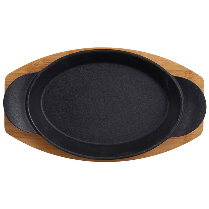 Dangrill Plat ovale en fonte avec plateau en bambú Dangrill Plat ovale en fonte avec plateau en bambú