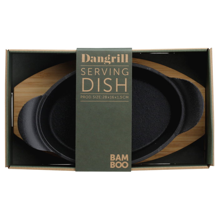 Dangrill Plat ovale en fonte avec plateau en bambú Dangrill Plat ovale en fonte avec plateau en bambú