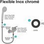 Edouard Rousseau Flexible de douche 1,5 m inox chromé avec écrous anti-torsion et réducteur de débit