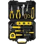 Stanley STHT78050-1 - Coffret d'outillage 28 pièces mallette plastique noir et jaune avec pince bec, coupe, clé à molette, marteau, mètre 5m