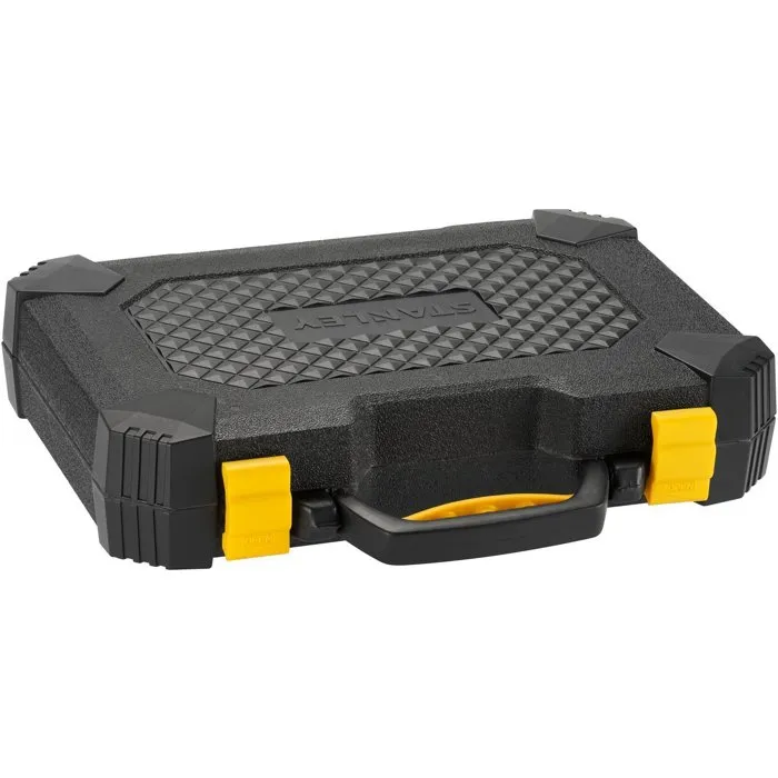 Stanley STHT78050-1 - Coffret d'outillage 28 pièces mallette plastique noir et jaune avec pince bec, coupe, clé à molette, marteau, mètre 5m