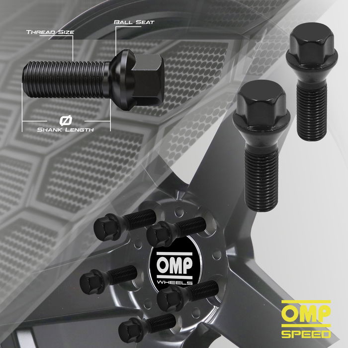 OMP Jeu de 4 vis OMPS09581401 M14x1.5 sphérique longueur 28 mm clé 17 noir qualité DIN 10.9 pour jantes de voiture OMP Jeu de 4 vis OMPS09581401 M14x1.5 sphérique longueur 28 mm clé 17 noir qualité DIN 10.9 pour jantes de voiture