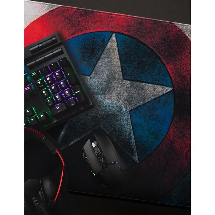 Erik Tapis de souris gaming Marvel Captain America - Tapis de bureau 80x35 cm avec surface textile impermeable et base en caoutchouc antidérapante