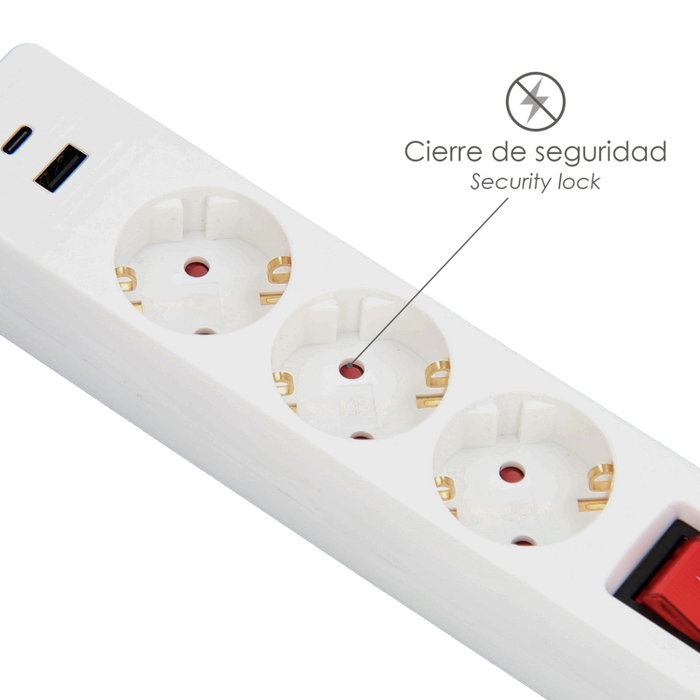 WOLFPACK LINEA PROFESIONAL Base multiple avec 3 prises Schucko et 2 ports USB (A/C) WOLFPACK LINEA PROFESIONAL Base multiple avec 3 prises Schucko et 2 ports USB (A/C)