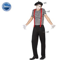 Atosa Déguisement Mime Homme Adulte Blanc et Noir