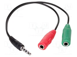 AKYGA Câble Jack 3,5mm 4pin prise vers 2 socles Jack 3,5mm, 0,15m, noir
