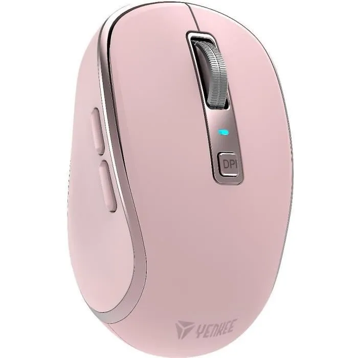 Yenkee Souris sans fil rechargeable YMS 2085PK, Bluetooth et 2.4G, 2400 DPI, autonomie 90h, ergonomique, couleur PK