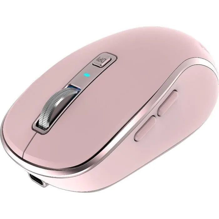 Yenkee Souris sans fil rechargeable YMS 2085PK, Bluetooth et 2.4G, 2400 DPI, autonomie 90h, ergonomique, couleur PK