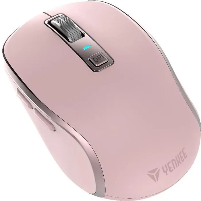 Yenkee Souris sans fil rechargeable YMS 2085PK, Bluetooth et 2.4G, 2400 DPI, autonomie 90h, ergonomique, couleur PK