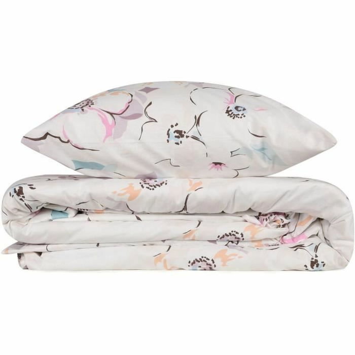 BigBuy Home Parure de couette en coton renforcé Blanc, Rose, Violet, Turquoise et Orange, 220 x 240 cm