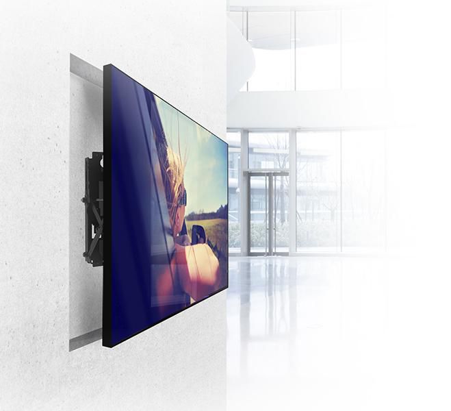 B-Tech BT8309 Support Mural Escamotable à Écran Plat avec Micro-Ajustement pour Récess - Compatible VESA 200 et Videowall, Installation Paysage ou Portrait