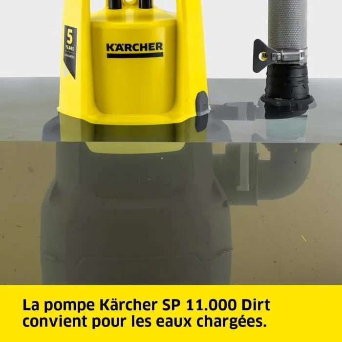 Karcher Pompe d'évacuation SP 11.000 Dirt pour eaux chargées électrique avec interrupteur flotteur 11000 l/h 3 CV