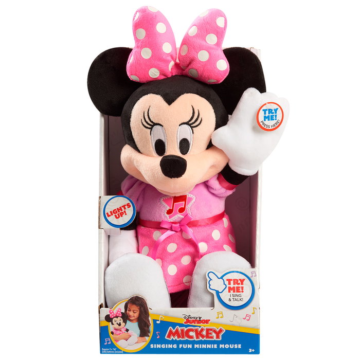 Just Play - Peluche Minnie Mouse Musicale 14633 - Disney Mickey Mouse Funhouse - Peluche Chantante avec Lumières - Pour Enfants de 3 Ans et Plus