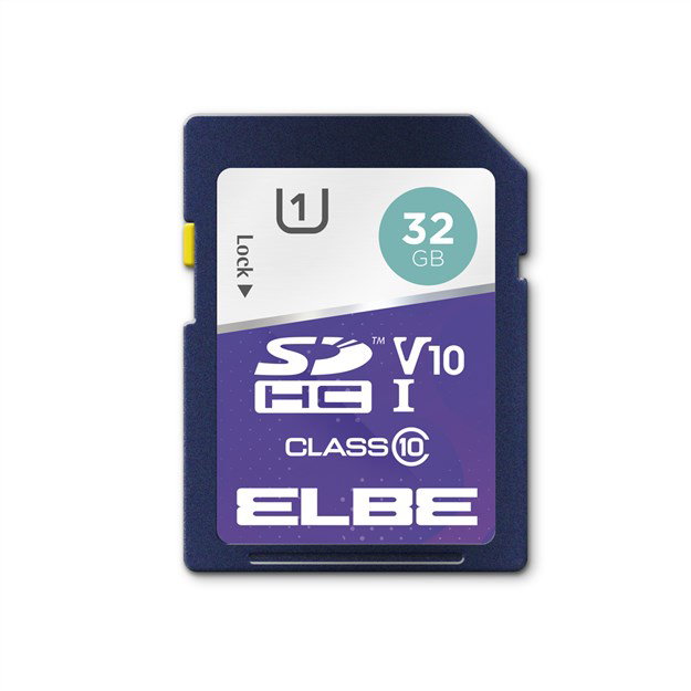 ELBE SD-1032 Carte mémoire SD 32GB, Classe de vitesse UHS-I U1, Pour enregistrement vidéo Full HD 1080p, Compatible appareils photo