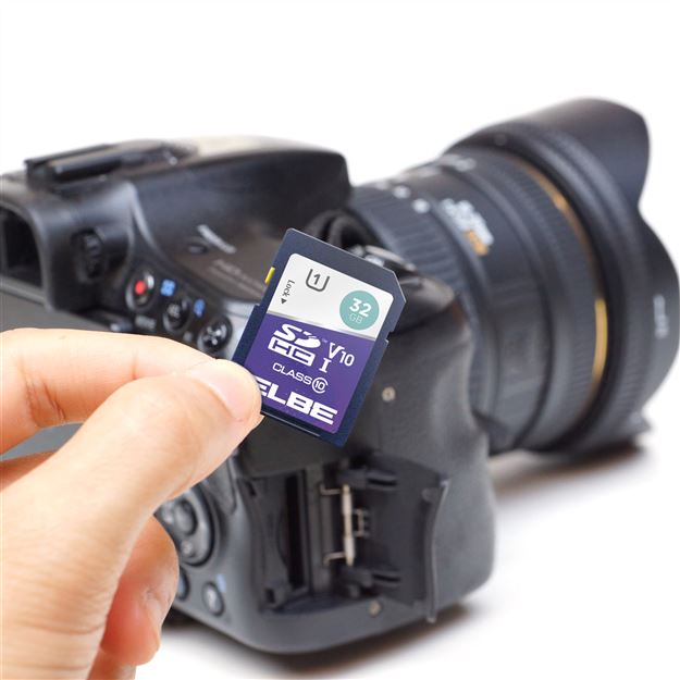 ELBE SD-1032 Carte mémoire SD 32GB, Classe de vitesse UHS-I U1, Pour enregistrement vidéo Full HD 1080p, Compatible appareils photo