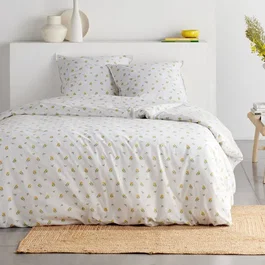 Today Parure de Lit Imprimé Floral Blanc avec Motif Citron