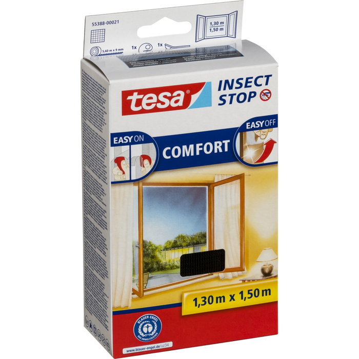 Tesa Insect Stop Moustiquaire pour fenêtres 1,3x1,5m Anthracite 55388 Tesa Insect Stop Moustiquaire pour fenêtres 1,3x1,5m Anthracite 55388