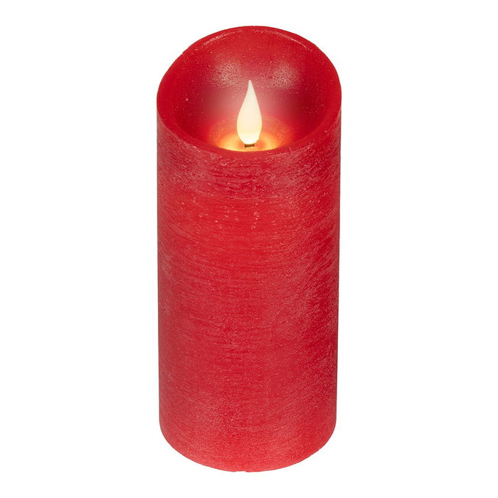 Lumineo Bougie en cire LED rouge avec partie supérieure courbe Lumineo Bougie en cire LED rouge avec partie supérieure courbe