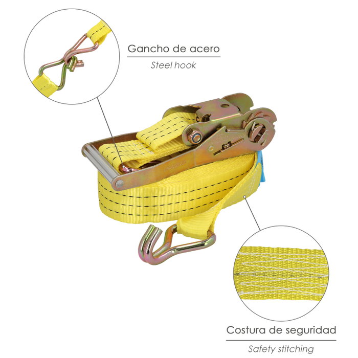 WOLFPACK LINEA PROFESIONAL Sangle d'arrimage avec cliquet 50 mm x 9 mètres WOLFPACK LINEA PROFESIONAL Sangle d'arrimage avec cliquet 50 mm x 9 mètres