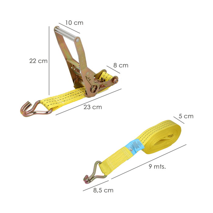WOLFPACK LINEA PROFESIONAL Sangle d'arrimage avec cliquet 50 mm x 9 mètres WOLFPACK LINEA PROFESIONAL Sangle d'arrimage avec cliquet 50 mm x 9 mètres