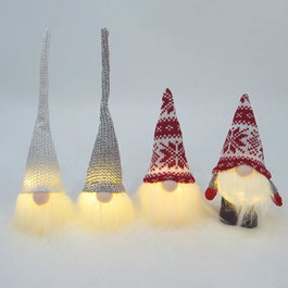 Bambasy Gnome de Noël LED Nefti 16cm Rouge et blanc