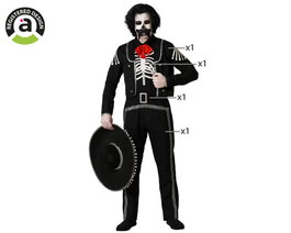 Atosa Déguisement Homme avec Veste à Crâne et Pantalon Noir