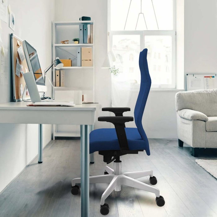Piqueras Y Crespo Fauteuil Albacete, Tissu Vert, Base Polyamide Blanche, Accoudoirs 2D