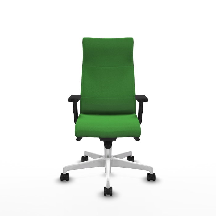 Piqueras Y Crespo Fauteuil Albacete, Tissu Vert, Base Polyamide Blanche, Accoudoirs 2D