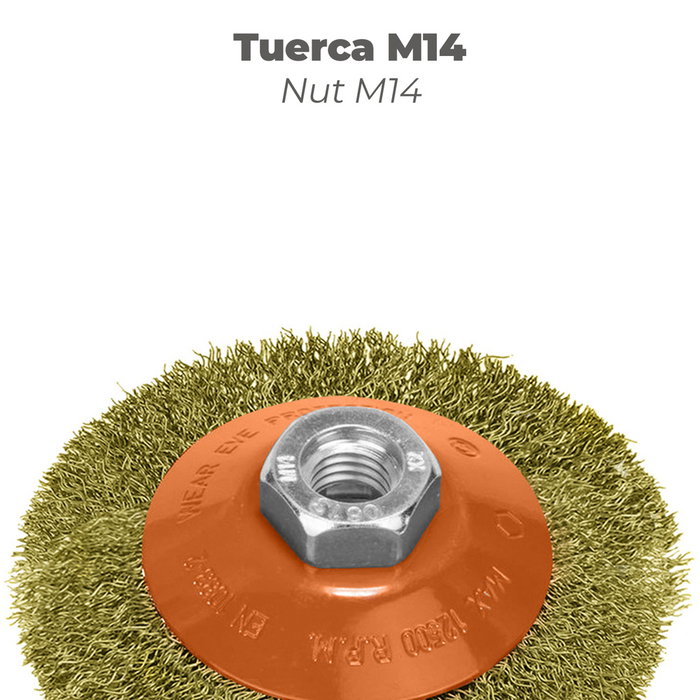 WOLFPACK LINEA PROFESIONAL Cepillo Oblicuo Acero Latonado Ø 100 mm M14