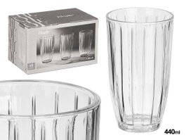VIVALTO Verre haut à rayures transparent 440ml, lot de 24