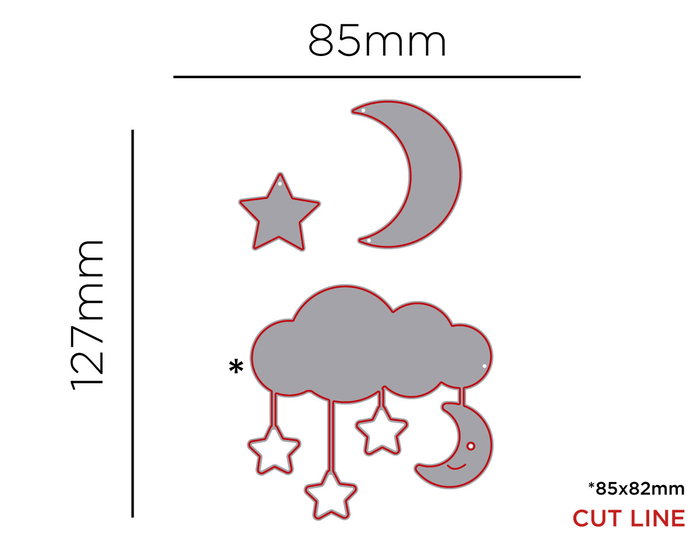 Misskuty Troquel fino ZAG Infantil nube con estrellas y luna 3u Misskuty Troquel fino ZAG Infantil nube con estrellas y luna 3u