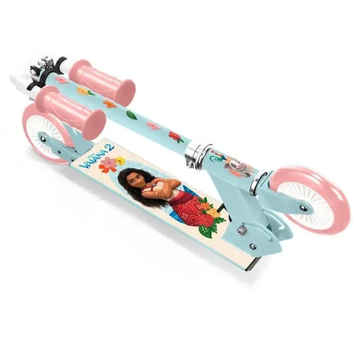 Disney - Trottinette enfant pliable Vaiana - A partir de 5 ans - Roulements ABEC 5 - Frein arrière au pied - Plateau aluminium antidérapant - Poignées en mousse