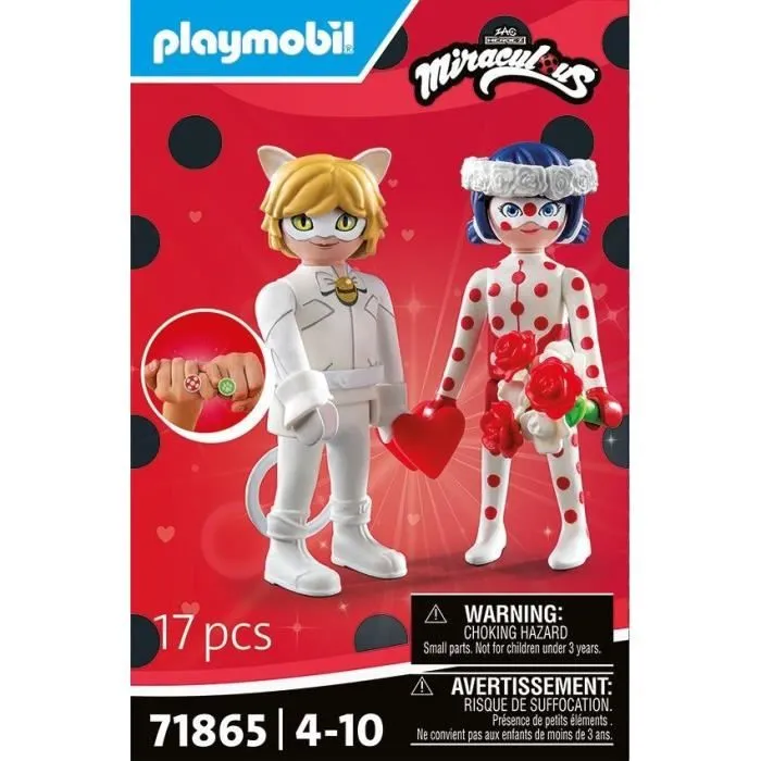 Playmobil 71865 Figurine Mariage Ladybug & Chat Noir - Miraculous - Jeu de Construction 17 Pièces - À Partir de 4 Ans